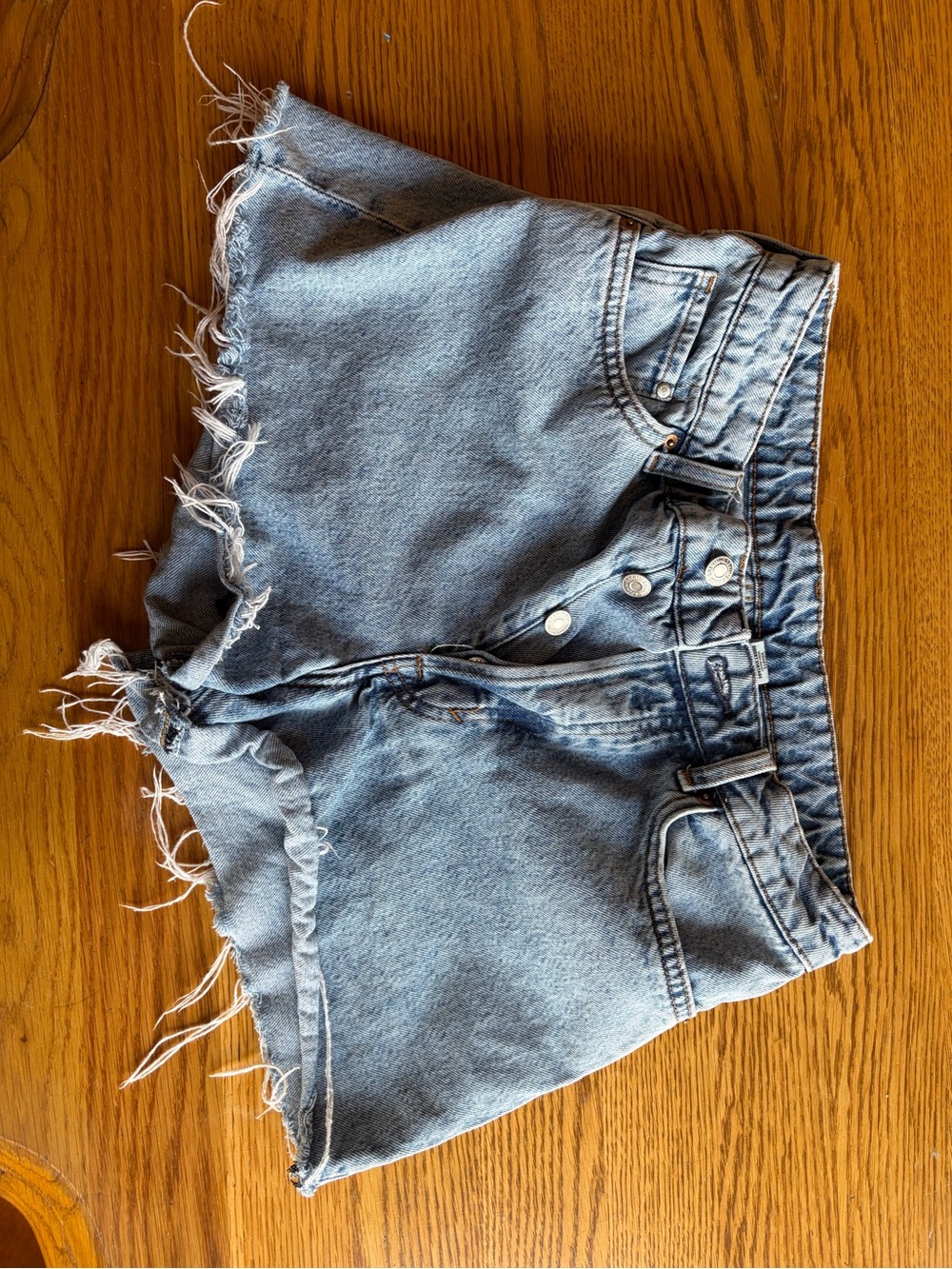 H&M Light Blue Denim Frayed Hem Shorts